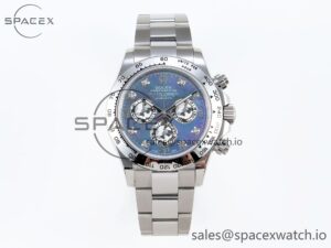 Rolex Daytona 116509 SS OMF Best Edition Blue MOP Dial on SS Bracelet A7750 (Slim Movement)
