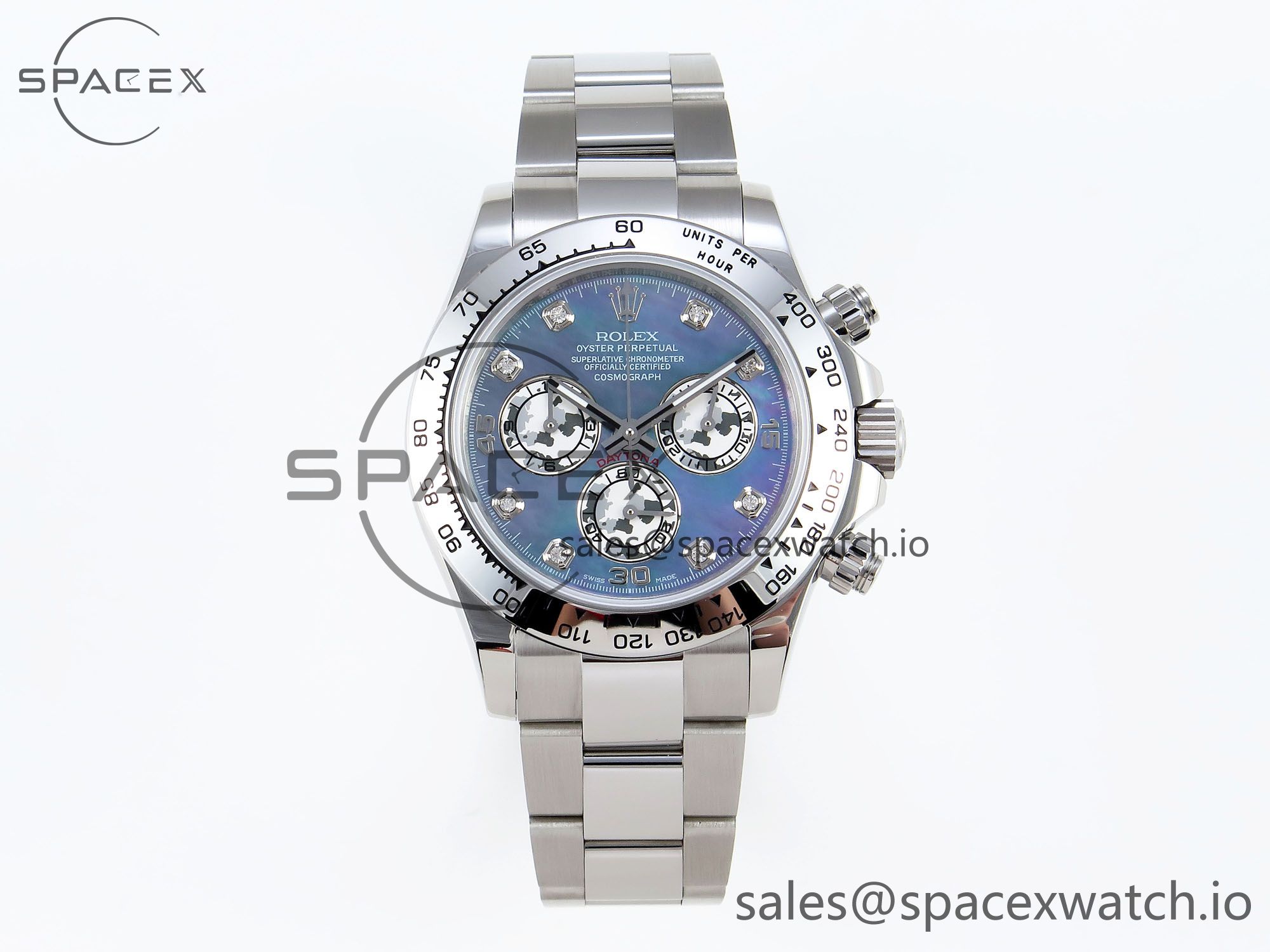 IMG_0001 Rolex Daytona 116509 SS OMF Best Edition Blue MOP Dial on SS Bracelet A7750 (Slim Movement) - Image 1