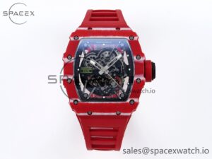 Richard Mille RM035 RED CARBON SONIC BEST EDITION SKELETON DIAL ON RED RUBBER STRAP CLONE RMUL2