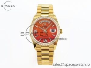 Rolex DayDate 36mm YG/YG Pres Dia Orange Gradient Dial RAF A2834