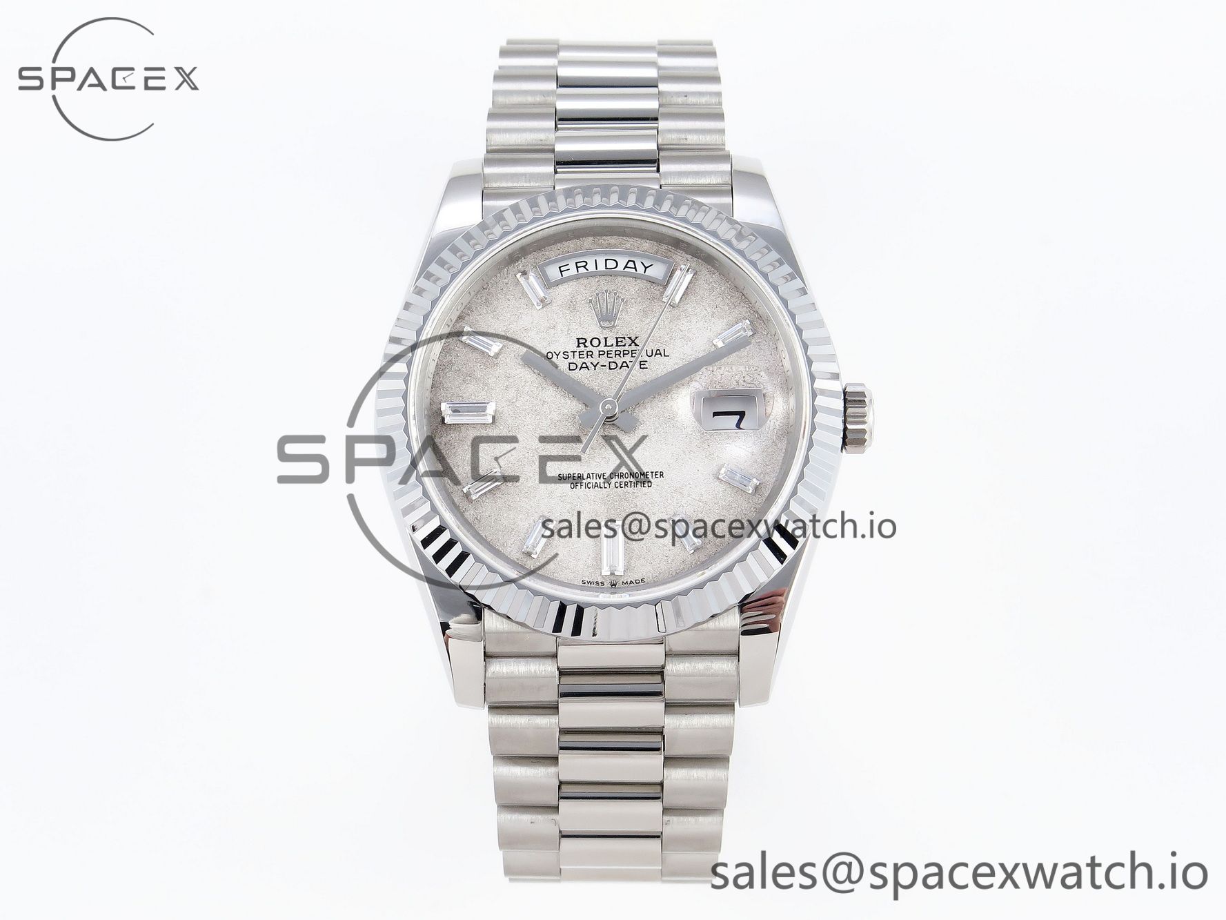 IMG_0001 Rolex Day Date 40 BPF Best Edition Meteorite Diamonds Dial on SS Bracelet A2836 - Image 1