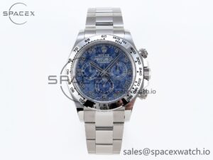Rolex Daytona 116509 Clean 1:1 Best Edition 904L Stainless Steel Case Blue Chalcedony Dial Oysterflex Stainless Steel Strap A4130