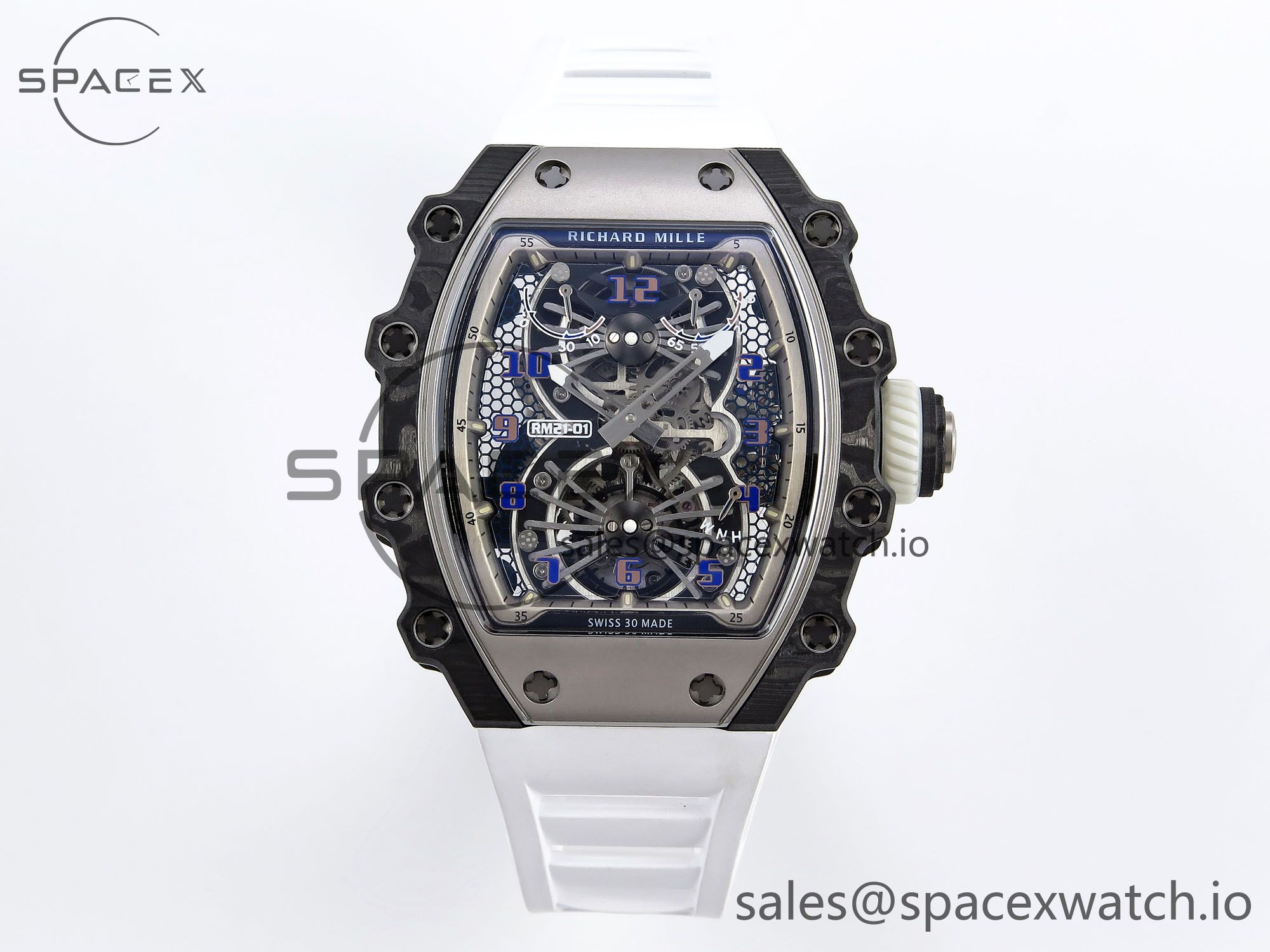 IMG_0001 Richard Mille RM21-01 SS Tourbillon RMF Best Edition Skeleton Dial on White Rubber Strap - Image 1