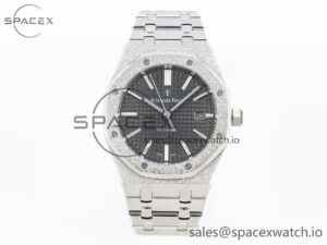 Audermars Piguet Royal Oak 41mm Frosted SS APSF 1:1 Best Edition Gray Textured Dial on SS Bracelet SA3120 Super Clone