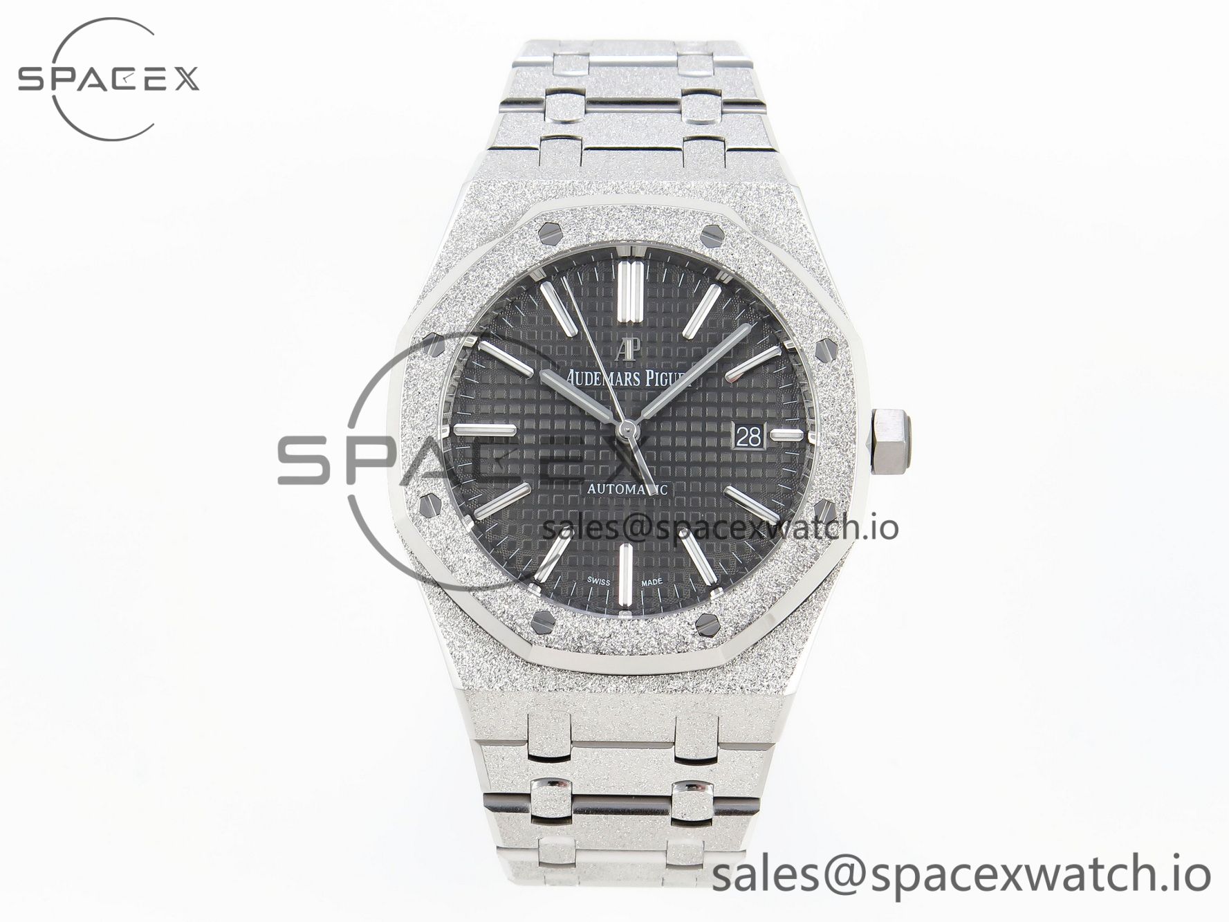 IMG_0001 Audermars Piguet Royal Oak 41mm Frosted SS APSF 1:1 Best Edition Gray Textured Dial on SS Bracelet SA3120 Super Clone - Image 1