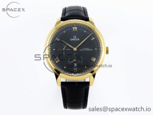 Omega De Ville Power Reserve YG MKF 1:1 Best Edition Black Dial on Black Leather Strap A8810