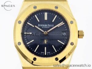 Audermars Piguet Royal Oak 39mm 15202 YG IPF 1:1 Best Edition Blue Textured Dial on YG Bracelet A2121 - Image 2