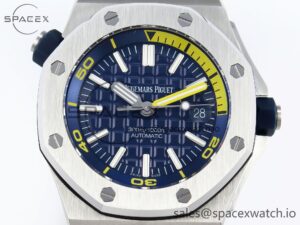 Audermars Piguet Royal Oak Offshore Diver 15710 IPF 1:1 Best Edition Blue Dial on Blue Rubber Strap SA3120 Super Clone - Image 2