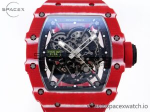 Richard Mille RM035 RED CARBON SONIC BEST EDITION SKELETON DIAL ON RED RUBBER STRAP CLONE RMUL2 - Image 2