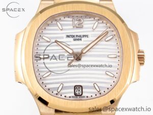 Patek Philippe NAUTILUS 7118 LADIES RG PPF 1:1 BEST EDITION WHITE DIAL ON RG BRACELET 324CS - Image 2