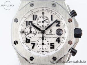 AUDEMARS PIGUET ROYAL OAK OFFSHORE 42MM SAFARI SS APF 1:1 BEST EDITION WHITE DIAL ON BROWN LEATHER STRAP A7750 - Image 2