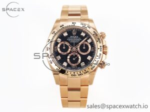 Rolex Daytona 116505 Clean 1:1 Best Edition Black Diamonds Dial on RG Bracelet SA4130 V2
