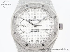 Audermars Piguet Royal Oak 41mm Frosted SS APSF 1:1 Best Edition White Textured Dial on SS Bracelet SA3120 Super Clone - Image 2
