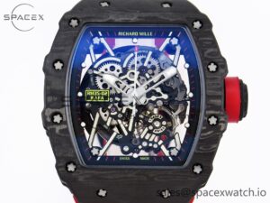 Richard Mille RM035 Black Carbon t+ Best Edition Skeleton Dial on Red Rubber Strap Clone RMUL2 - Image 2