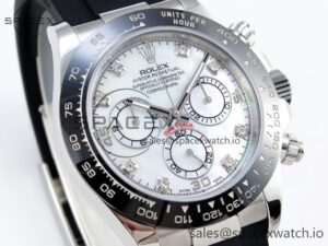 Rolex Daytona 116519 SS OMF Best Edition White MOP Diamonds Dial on Oysterflex Strap A7750 (Slim Movement) - Image 3
