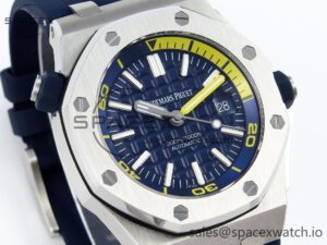 Audermars Piguet Royal Oak Offshore Diver 15710 IPF 1:1 Best Edition Blue Dial on Blue Rubber Strap SA3120 Super Clone - Image 3