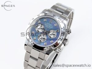 Rolex Daytona 116509 SS OMF Best Edition Blue MOP Dial on SS Bracelet A7750 (Slim Movement) - Image 4