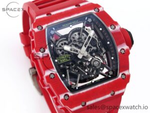 Richard Mille RM035 RED CARBON SONIC BEST EDITION SKELETON DIAL ON RED RUBBER STRAP CLONE RMUL2 - Image 3