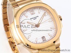 Patek Philippe NAUTILUS 7118 LADIES RG PPF 1:1 BEST EDITION WHITE DIAL ON RG BRACELET 324CS - Image 3