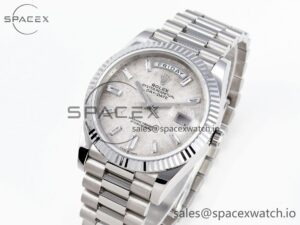 Rolex Day Date 40 BPF Best Edition Meteorite Diamonds Dial on SS Bracelet A2836 - Image 4