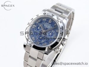 Rolex Daytona 116509 Clean 1:1 Best Edition 904L Stainless Steel Case Blue Chalcedony Dial Oysterflex Stainless Steel Strap A4130 - Image 4