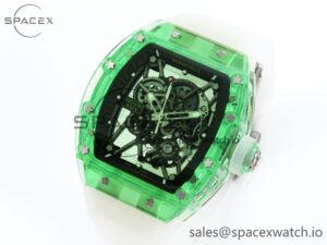Richard Mille RM035 Green Transparent RMF Best Edition Skeleton Dial on Translucent Rubber Strap Clone RMUL2 - Image 4