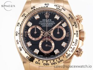 Rolex Daytona 116505 Clean 1:1 Best Edition Black Diamonds Dial on RG Bracelet SA4130 V2 - Image 2