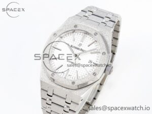 Audermars Piguet Royal Oak 41mm Frosted SS APSF 1:1 Best Edition White Textured Dial on SS Bracelet SA3120 Super Clone - Image 4