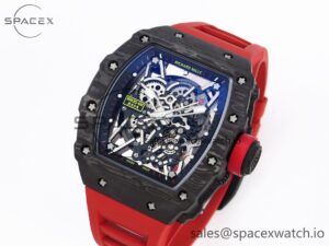 Richard Mille RM035 Black Carbon t+ Best Edition Skeleton Dial on Red Rubber Strap Clone RMUL2 - Image 3