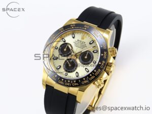 Rolex Daytona 116518 APSF 1:1 Best Edition YG/Black Dial on Oysterflex Rubber Strap SH4130 - Image 4