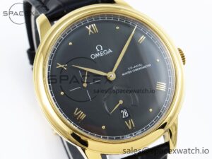 Omega De Ville Power Reserve YG MKF 1:1 Best Edition Black Dial on Black Leather Strap A8810 - Image 3