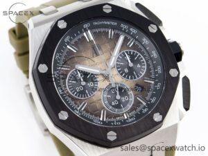 Audermars Piguet Royal Oak Offshore 44mm SS Black Ceramic Bezel APF 1:1 Best Edition Brown Dial on Brown Rubber Strap A4401 - Image 3