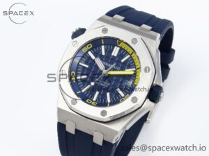Audermars Piguet Royal Oak Offshore Diver 15710 IPF 1:1 Best Edition Blue Dial on Blue Rubber Strap SA3120 Super Clone - Image 4