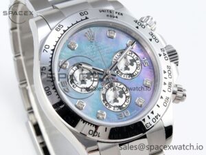 Rolex Daytona 116509 SS OMF Best Edition Blue MOP Dial on SS Bracelet A7750 (Slim Movement) - Image 3