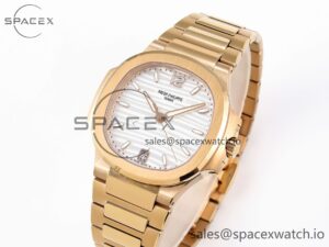 Patek Philippe NAUTILUS 7118 LADIES RG PPF 1:1 BEST EDITION WHITE DIAL ON RG BRACELET 324CS - Image 4