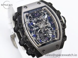 Richard Mille RM21-01 SS Tourbillon RMF Best Edition Skeleton Dial on White Rubber Strap - Image 3