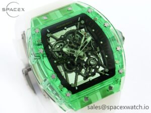 Richard Mille RM035 Green Transparent RMF Best Edition Skeleton Dial on Translucent Rubber Strap Clone RMUL2 - Image 3