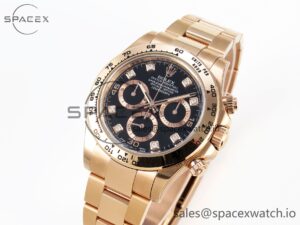 Rolex Daytona 116505 Clean 1:1 Best Edition Black Diamonds Dial on RG Bracelet SA4130 V2 - Image 4