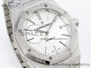 Audermars Piguet Royal Oak 41mm Frosted SS APSF 1:1 Best Edition White Textured Dial on SS Bracelet SA3120 Super Clone - Image 3