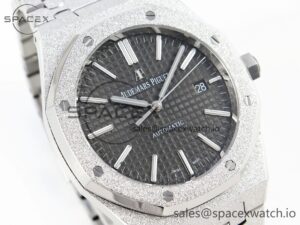 Audermars Piguet Royal Oak 41mm Frosted SS APSF 1:1 Best Edition Gray Textured Dial on SS Bracelet SA3120 Super Clone - Image 3
