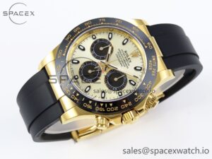 Rolex Daytona 116518 APSF 1:1 Best Edition YG/Black Dial on Oysterflex Rubber Strap SH4130 - Image 6
