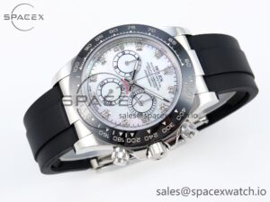 Rolex Daytona 116519 SS OMF Best Edition White MOP Diamonds Dial on Oysterflex Strap A7750 (Slim Movement) - Image 6