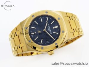 Audermars Piguet Royal Oak 39mm 15202 YG IPF 1:1 Best Edition Blue Textured Dial on YG Bracelet A2121 - Image 6