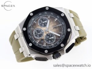 Audermars Piguet Royal Oak Offshore 44mm SS Black Ceramic Bezel APF 1:1 Best Edition Brown Dial on Brown Rubber Strap A4401 - Image 6