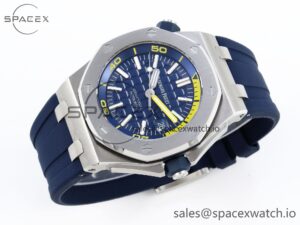 Audermars Piguet Royal Oak Offshore Diver 15710 IPF 1:1 Best Edition Blue Dial on Blue Rubber Strap SA3120 Super Clone - Image 6
