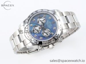 Rolex Daytona 116509 SS OMF Best Edition Blue MOP Dial on SS Bracelet A7750 (Slim Movement) - Image 6