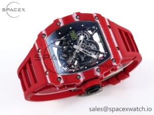 Richard Mille RM035 RED CARBON SONIC BEST EDITION SKELETON DIAL ON RED RUBBER STRAP CLONE RMUL2 - Image 6