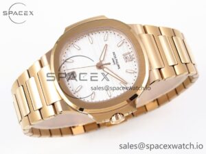 Patek Philippe NAUTILUS 7118 LADIES RG PPF 1:1 BEST EDITION WHITE DIAL ON RG BRACELET 324CS - Image 6