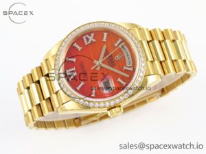 Rolex DayDate 36mm YG/YG Pres Dia Orange Gradient Dial RAF A2834 - Image 6