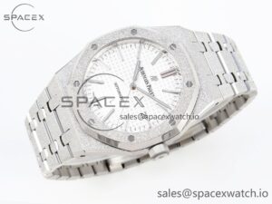 Audermars Piguet Royal Oak 41mm Frosted SS APSF 1:1 Best Edition White Textured Dial on SS Bracelet SA3120 Super Clone - Image 6